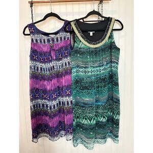 DressBarn Dresses Sleeveless Print Pleated Mini Classic Summer Bundle Size 10